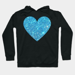 Light Blue Faux Glitter Heart Hoodie